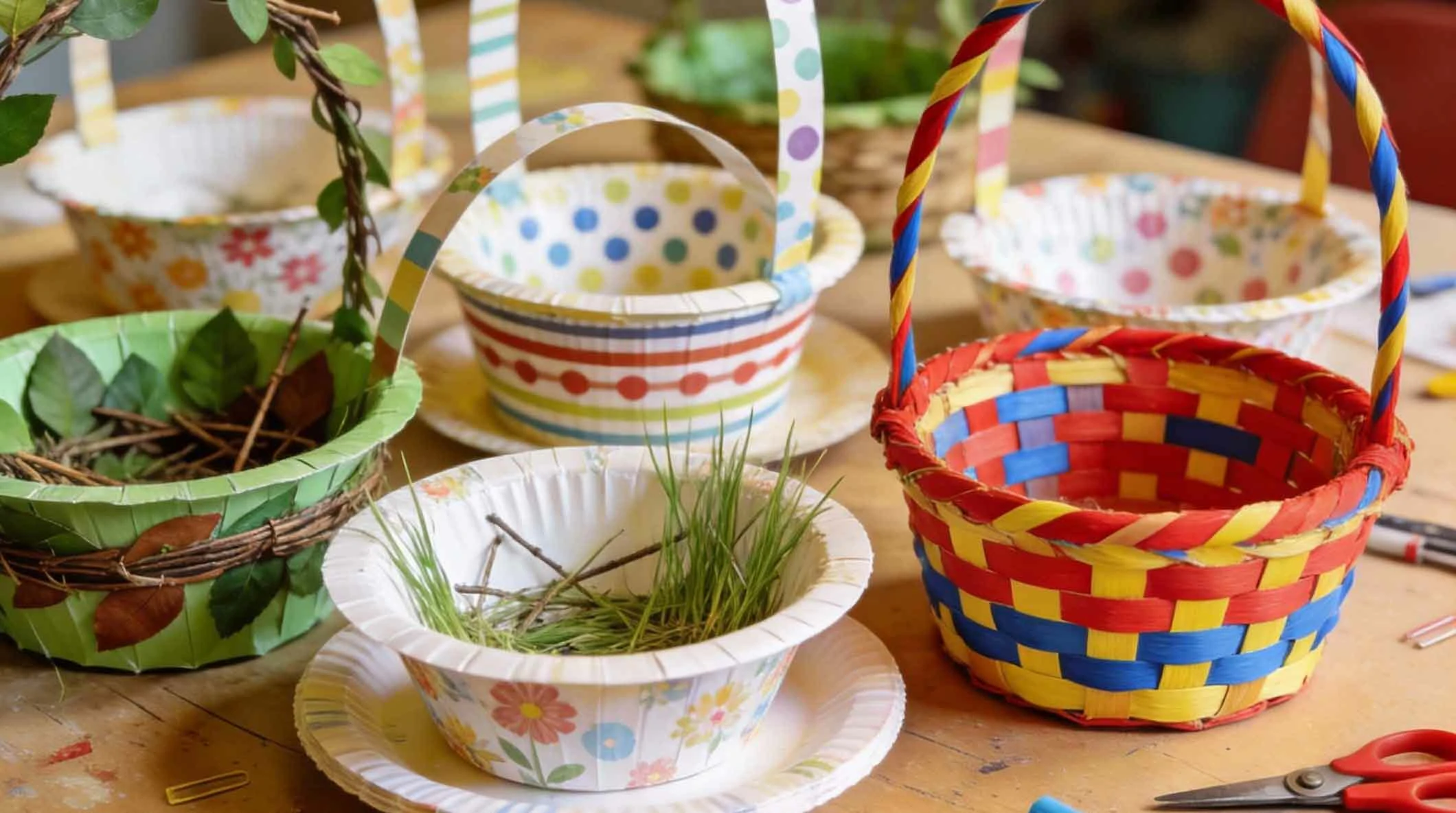 Adorable Easter Paper Plate Basket Weaving