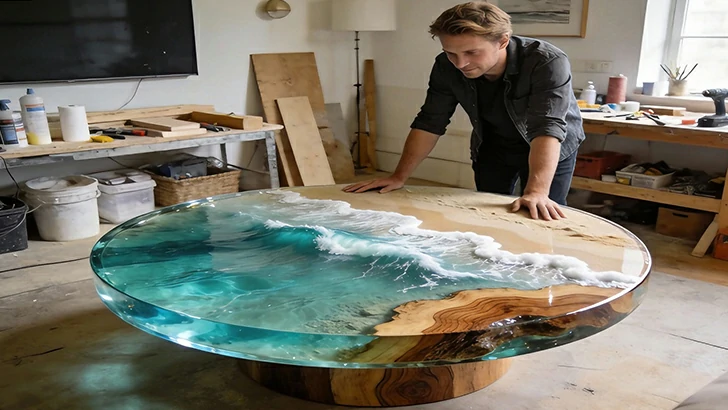Beach-Style Round Epoxy Coffee Table: A DIY Guide