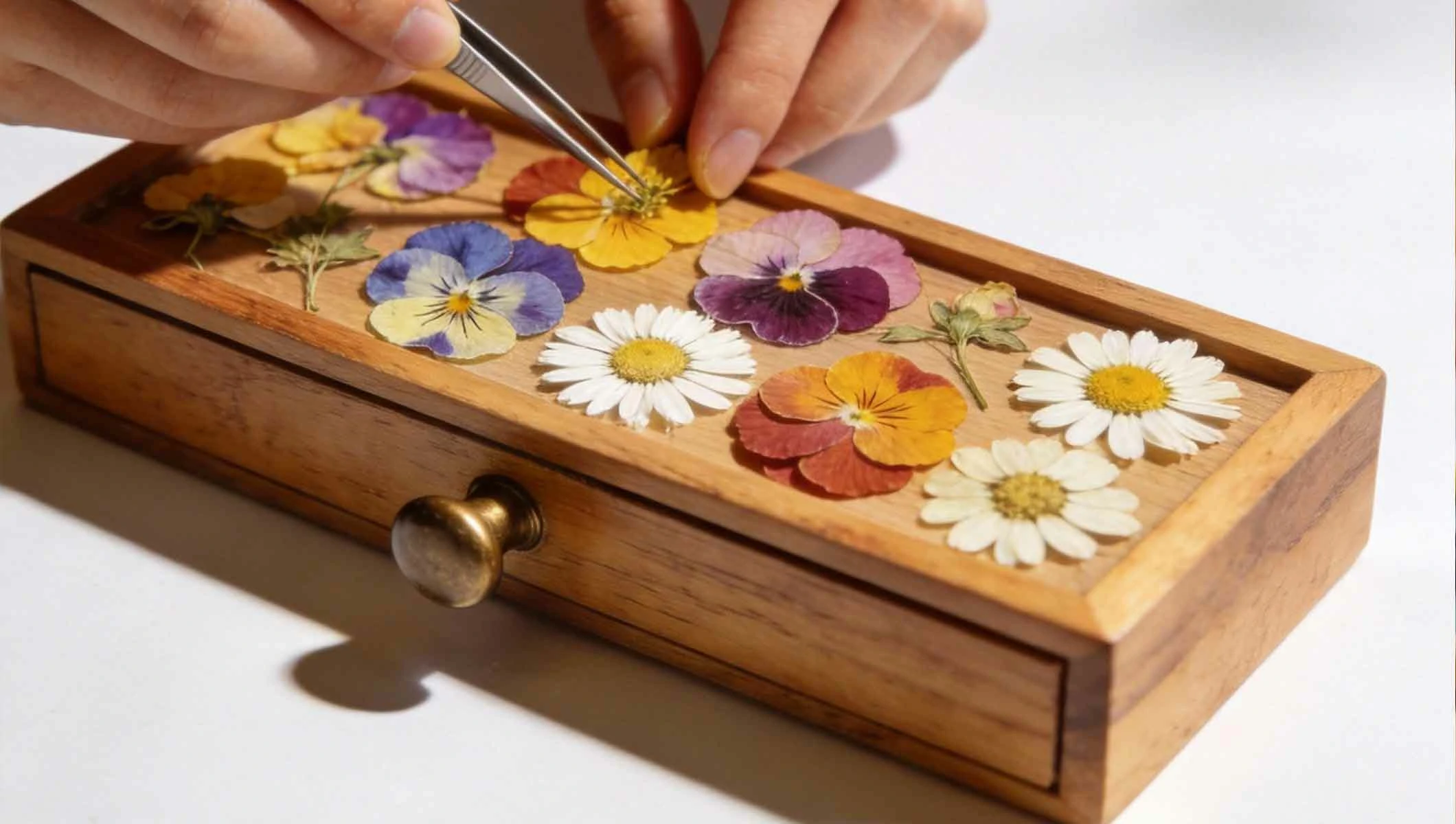 DIY Flower Press Drawer Pulls Using Hot Glue