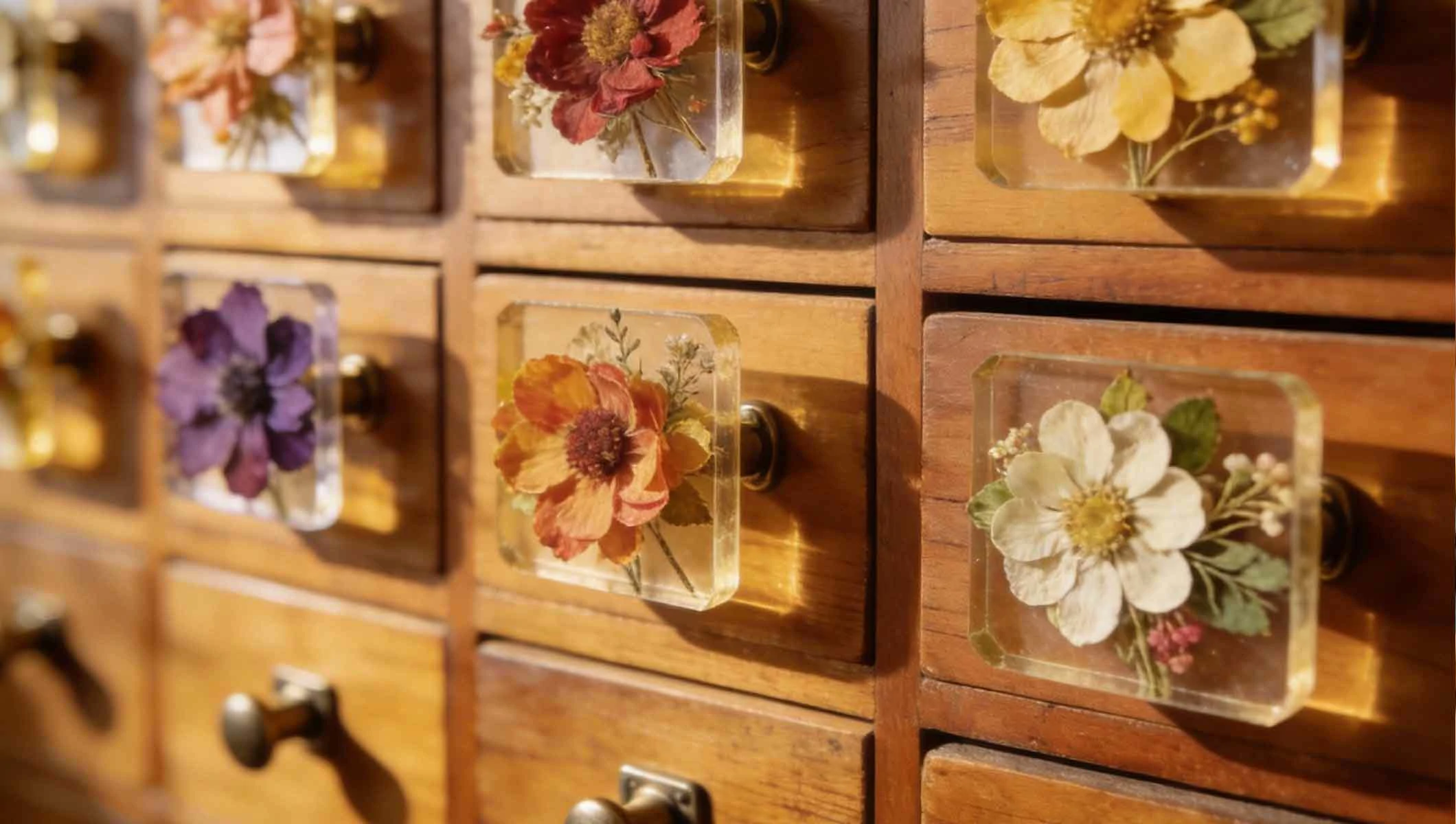 DIY Flower Press Drawer Pulls Using Hot Glue