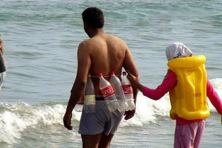 ビーチでの休暇中の珍しい写真。