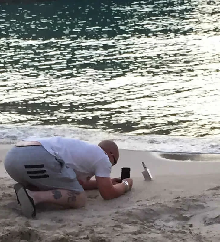 ビーチでの休暇中の珍しい写真。