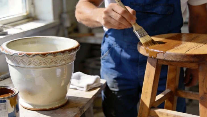 Upcycled Project: Faux Planter Trash Can & Stool Makeover